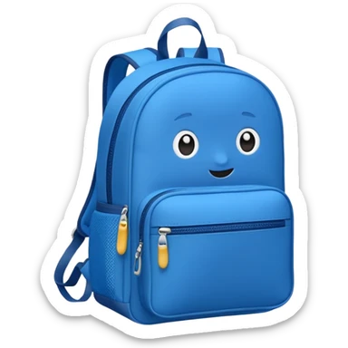 a blue kid Backpack with zip sticker