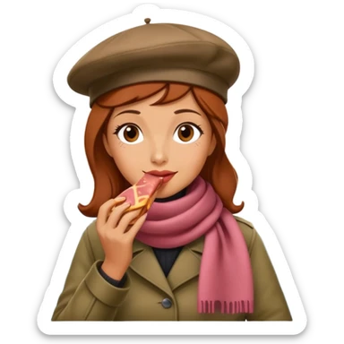  paris woman eating SPAM meat landscape  sticker