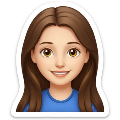 happy white long brunette hair girl with hazel eyes smiling sticker