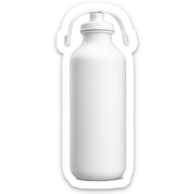 white water bottle with white lid, white handle strap sticker
