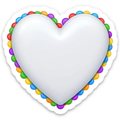 white heart with a confetti border sticker