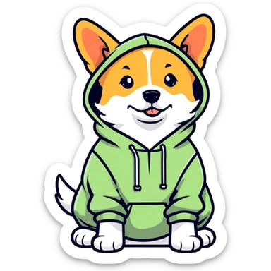 Dog wearing a hoodie sticker