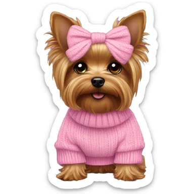 Yorkie wearing pink sweater sticker