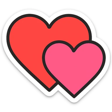 two hearts lineal color icon with black outlines sticker
