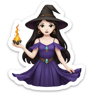 circe witch dark hair sticker