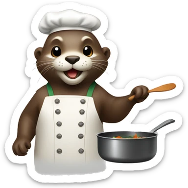 Otter cooking sticker