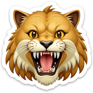 saber-toothed cat with gigantic canine teeth four times longer than its entire body, extremely exaggerated fangs sticker