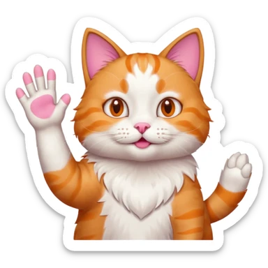 the cat waves his hand sticker