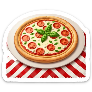 Margarita pizza on a Italian restaurant table sticker
