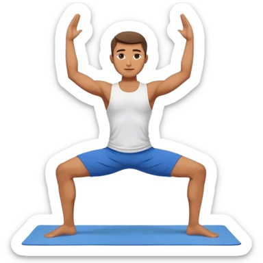 guy blue short warrior yoga pose sticker
