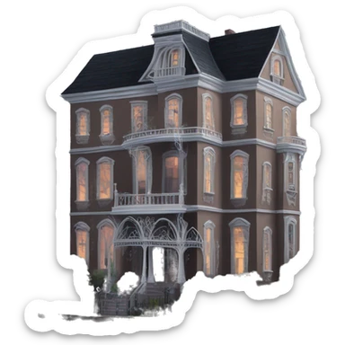 Beautiful Addams sprawling 12 story tall haunted old mansion  sticker