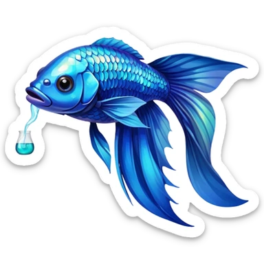 Blue beta fish drinking alcohol sticker