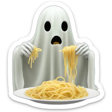 spooky ghost eating spaghetti sticker