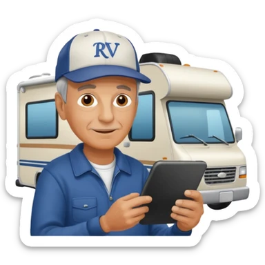 retired business guy working onrv sticker