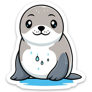 sad harbor seal with tear drop sticker