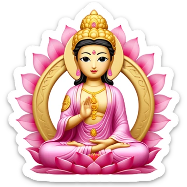 kuan yin buddha gold pink sticker
