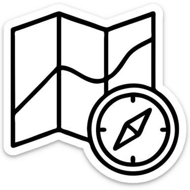 compass and map for travel sticker