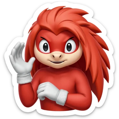 Sonic the hedgehogs friend knuckles a red animal with peach arms and white gloves sticker