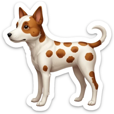White dog with brown spots with only three legs, from the side  sticker