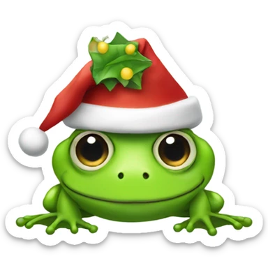 Frog in a Santa hat sticker
