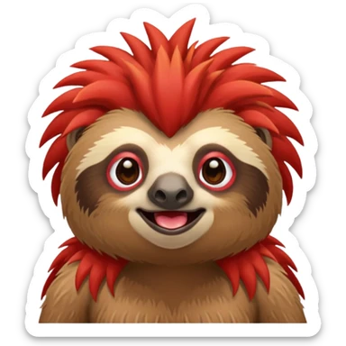 sloth with a big red mohawk sticker