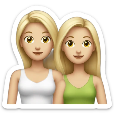 4 people Family . blond girl green eyes, dad (no hair), mom (long blond hair) and two sisters with brown hair sticker