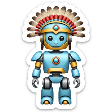 Full Robotic figure wearing native American regalia sticker