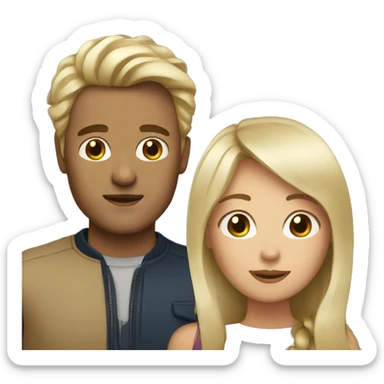 Brunette woman with blonde man sticker