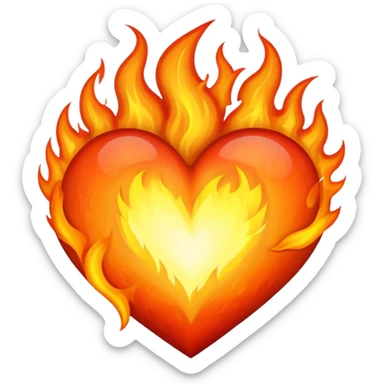 Heart on fire burning with passionate flames sticker