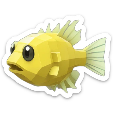 cube yellow fugu fish with two fins and tail in minecraft style full size sticker