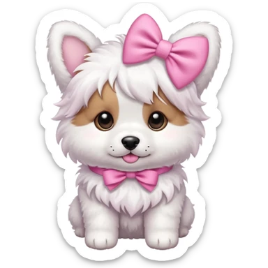 Puppy with pink bows sticker