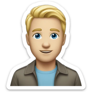 white person looking up to the right blonde, light blue eyes sticker