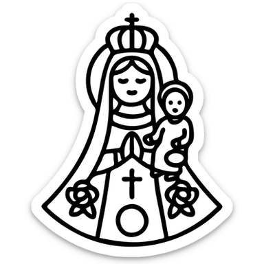 Nossa Senhora da Abadia, black outline style, simple icon without fill sticker