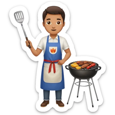 man cooking barbecue full-body sticker