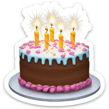 Birthday cake with sparkler candles sticker