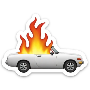 car with fire and name laura sticker