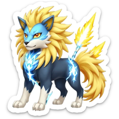 Pyroar-Solgaleo-Luxray-Fakémon-hybrid-creature (full body)  sticker