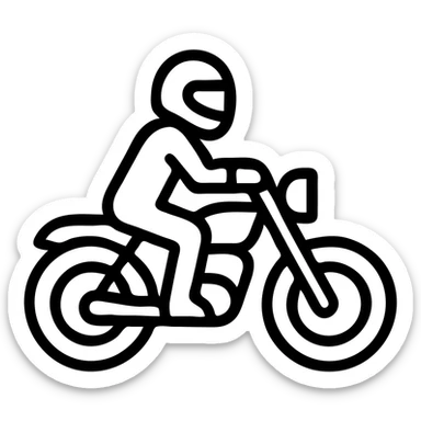 biker riding a motorcycle, wearing a black helmet, simple and bold lines, minimal detail, clear silhouette, no background sticker
