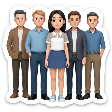 Asian girl with 5 other guys sticker