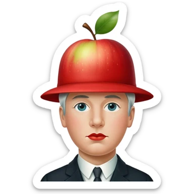 rene magritte apple hat sticker