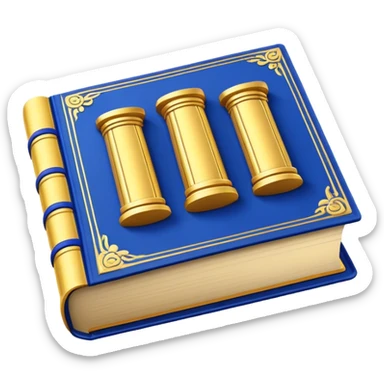 A golden yellow book with royal blue accents, smooth and polished, embossed with a symbol of six pillars, a sun, or a glowing mirror, radiating strength, confidence, and the power of self-worth.  sticker
