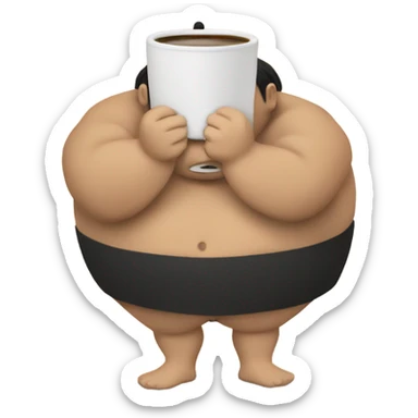 sumo wrestler with coffee sticker