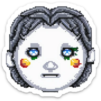 German character with stern face sticker