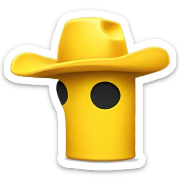 yellow Bollard with cowboy hat sticker