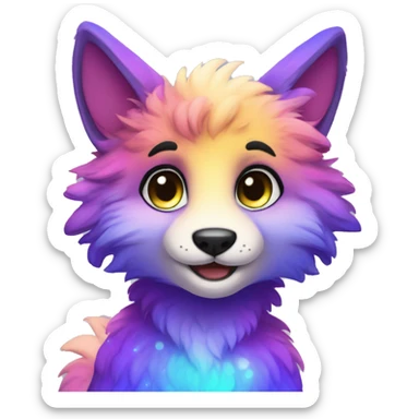 Colorful gradient-Sparkle-nebula-fursona anthropomorphic furry full body sticker
