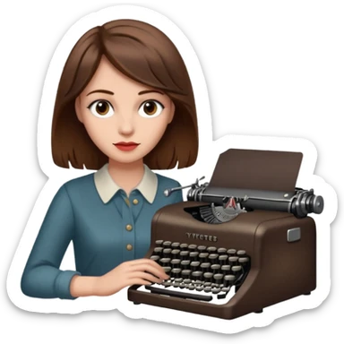 woman with vintage typewriter sticker