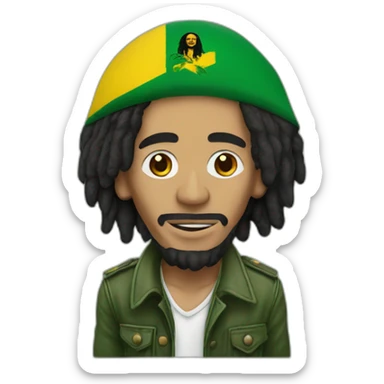 bob marley with head in jamaica flag colors sticker