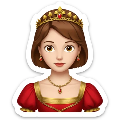 Renaissance lady – brown hair, red dress with gold trim sticker