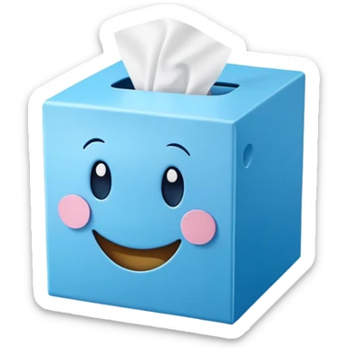 Blue tissue box with a cute smile. sticker