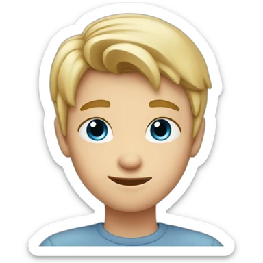 young blond man with gray-blue eyes makes a heart with his hands sticker